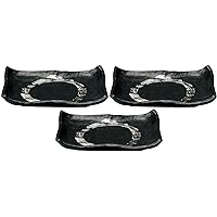 Set of 3, Crystal Capital Letter Black Pottery Dish, 7.9 x 5.5 x 1.2 inches (20 x 14 x 3 cm), Pottery