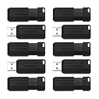 Verbatim 64GB PinStripe Retractable USB 2.0 Flash Thumb Drive with Microban Antimicrobial Product Protection – Business 10pk – Black