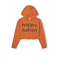 Happy Nation Girls Fleece Crop Hoodie Sweatshirt