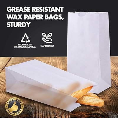 125 Pack] 4 Lb Waxed Bakery Bags - White Paper Lunch Bags, Biodegradable  Grease Resistant Paper Bag for To Go Snacks, Cookie, Sandwich, Candy,  Popcorn, Bread, …