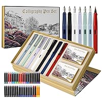 NC Quill Pen Ink Set,includes quill pen,wooden And glass dip pen,6 bottles  ink,8 letter paper,1 envelope,17 Replaceable Nibs,1 bottle of fire lacquer