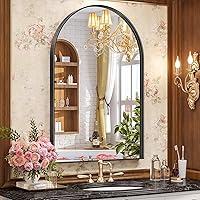 Brightify Arched Mirror, 26 x 38 Inch Black Arch Wall Mirror, Metal Frame Black Bathroom Mirror, Arched Top Bathroom Vanity Mirror for Living Room Bedroom Mantel Entryway