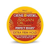 Creme of Nature with Argan Oil From Morocco Perfect Edges Hair Gel, 48 Hour Hold with Moisture and Exotic Shine, Extra Firm Hold, 2.25 Oz (Pack of 1)