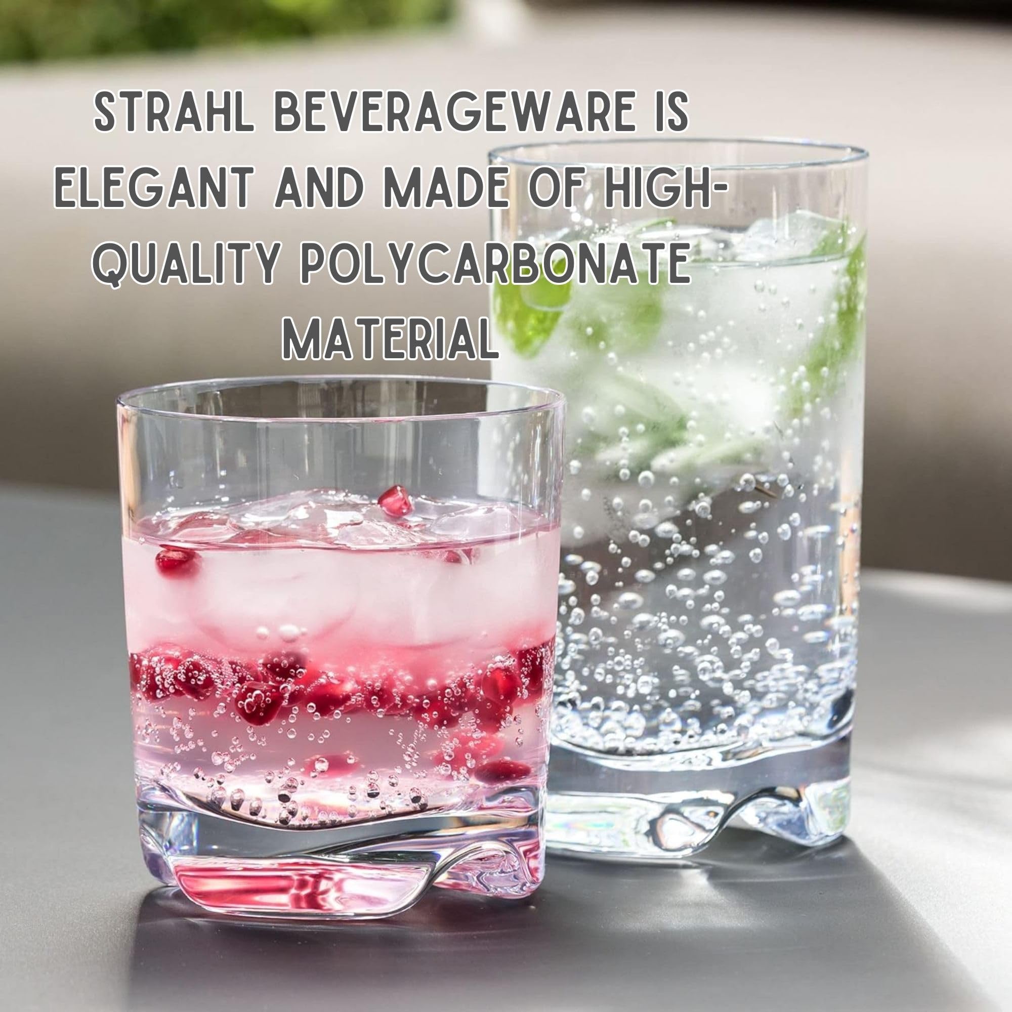 Strahl Unbreakable Polycarbonate Drinking Glasses, Premium Shatterproof Clear Vivaldi Beverage Tumbler, Home Bar Pub and Restaurants Barware Outdoor Use Glassware, 23 Oz, 100043, Set of 12