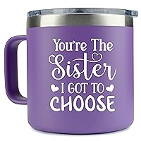 KLUBI Gifts for Best Friend – “You’re the Sister I Got to Choose” 14oz Purple Tumbler Mug -Cute Idea for Friendship, Long Distance, Bestie, Birthday, Present, Female, Hostess, BFF