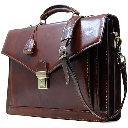 Floto Ponza Full Grain Leather Briefcase in Brown