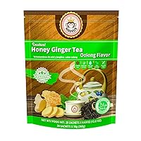 Meekus Ginger Tea with Honey: Premium Ginger Tea Bags & Honey Ginger Crystals - Instant Honey Ginger Tea Packets for Soothing Drink, 18g x 20 Sachets (Oolong Tea Flavor, 1 Pack)