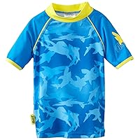 Baby Banz Boys' Short Sleeve Rash Top, Fin Frenzy Pattern, 12