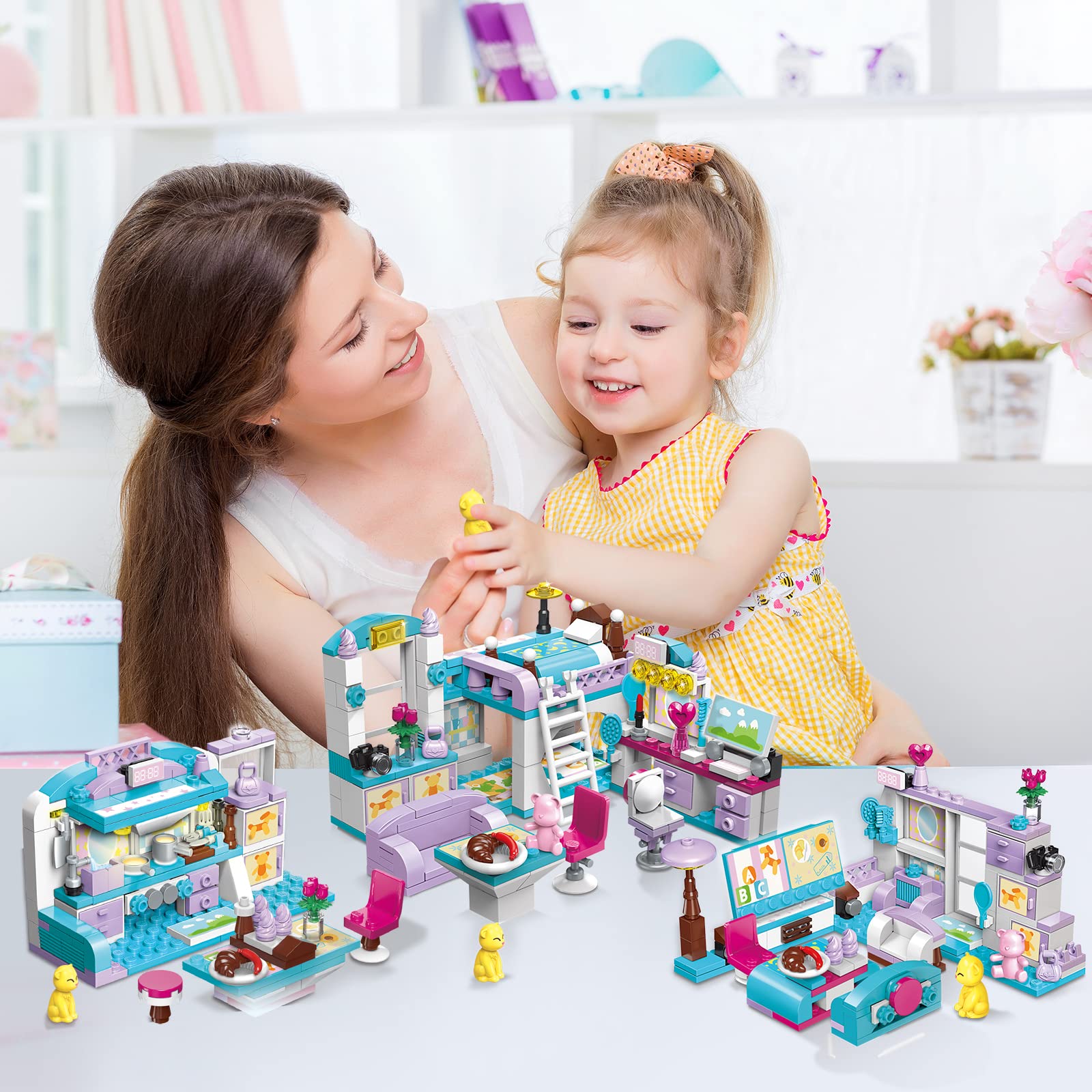 Mov stone 3 in 1 Dream Home Friends Building Sets for Girls 6-12,Creative 194 Pieces Friends Play House Educational Bricks DIY Toys Christmas Birthday Gift for Kids Age 6 7 8 10 11 12