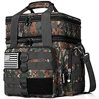 Tactical Lunch Box for Men, Large Insulated Lunch Bag Adult, Heavy Duty Double Deck Expandable Lunch Cooler Bag Leakproof Waterproof Lunch Tote - Camo Green