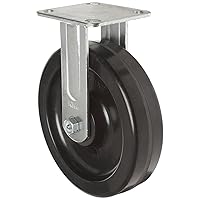 RWM Casters 65 Series Plate Caster, Rigid, Kingpinless, Cast Iron Wheel, Roller Bearing, 1400 lbs Capacity, 8