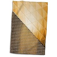 3dRose Two Texture Triangle Pane and Honeycomb Gold Metal Effect - Towels (twl-213881-1)