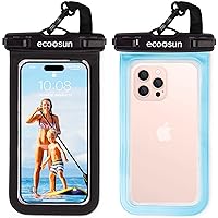 Waterproof Phone Pouch (2-Pack) — Designed in Hawaii — Case Fits All iPhones (incl. 15 Pro Max), Samsung Galaxy S24 & More Black/Blue