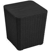 YITAHOME Outdoor Coffee Table with Extra Storage 11.5 Gallon Resin Rattan Side Table for Patio Decor,Cushions(Black)