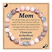 Tarsus Natural Stone Bracelet for Mom/Grandma/Sister/Aunt/Bonus Mom, Moonstone Beads Handmade Bracelet Christmas Birthday Gifts for Women