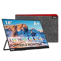 InnoView 18'' 2K Travel Monitor with Protective Bag, 100% DCI-P3 Portable Monitor for Laptop 2560x1600 500 Nits IPS Eye Care HDR FreeSync Frameless Portable Computer Monitor for Mac Switch Xbox PS4/5