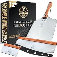 Premium Aluminum Pizza Peel Set, Pizza Spatula, Rocker Cutter, & Dough Scraper Set 12