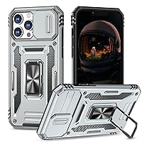 Phone Case for iPhone 13 Pro Max Case iPhone 13 Pro Max Phone Case with Kickstand Ring Holder, with Camera Cover, with Magnetic Car Mount Function, for iPhone 13 Pro Max (Grey)