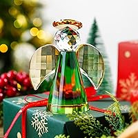 H&D HYALINE & DORA Crystal Guardian Angel Figurines and Statues Collectible, Glass Angel Christmas Ornaments, Green