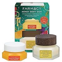 Farmacy Honey Dewy Duo - Honey Halo Ceramide Face Moisturizer & Wake Up Honey Eye Cream for Dark Circles and Puffiness - Skincare Gift Set