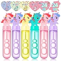 24Pcs Unicorn Bubble Wands,Unicorn Birthday Party Favors,Bubbles for Kids,Outdoor Toys, Goodie Bags Filler, Bubble Blowing Toys,Prize Boxes.(with 24 Gift Cards)