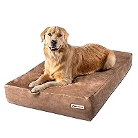 Big Barker Sleek Orthopedic Dog Bed - 7” Dog Bed for Large Dogs w/Washable Microsuede Cover - Sleek Elevated Dog Bed Made in The USA w/ 10-Year Warranty (Sleek, Large, Khaki)