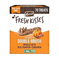 Merrick Fresh Kisses Natural Dental Chews, Treats Infused with Pumpkin and Cinnamon for Tiny Dogs 5-15 Lbs - 21 oz. Bag