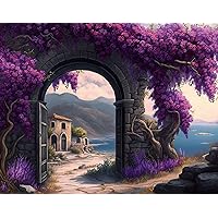 A SLICE IN TIME Purple Flower Arch. Decorative Glossy Paper Print for Walls. 11 x 14 inches. Shipped Flat with Cardboard Backing.