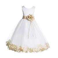 ekidsbridal Rose Petals White Flower Girl Dresses Pageant Dress Baptism Dress 007ss