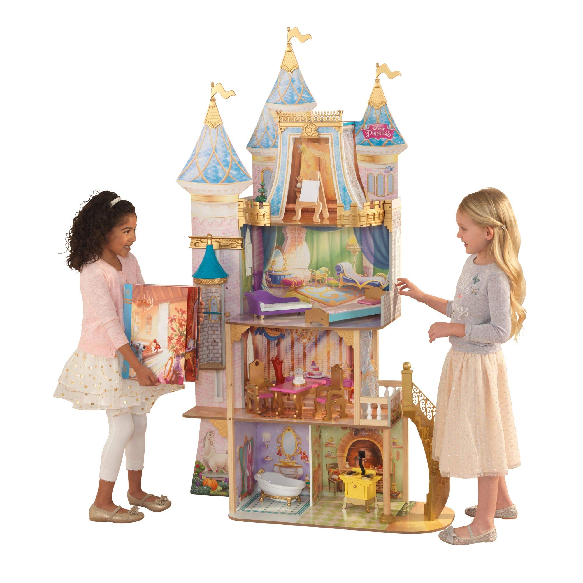 KidKraft Disney® Princess Royal Celebration Wooden Dollhouse with 10-Piece Accessories and Bonus Storybook Foldout Rooms, Gift for Ages 3+, includes hardware