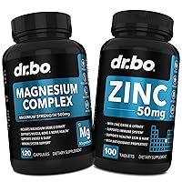 Magnesium Complex Supplement Capsules 500mg - Support Energy, Relaxation - Zinc Supplements 50mg Tablets - Pure Zinc 50mg Oxide Citrate