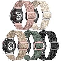5 pack Stretchy Nylon Watch Bands Compatible with Samsung galaxy watch active 2 bands 40mm 44mm/Active 40mm/Galaxy Watch 3 41mm/Galaxy Watch 42mm/Gear S2/Galaxy Watch 4 5 6 Fabric 20mm Wristband