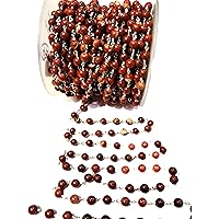 Red Jasper 6MM Faceted Rondelle Gemstone Beaded Rosary Chain by Foot for Jewelry Making - Silver Handmade Beaded Chain Connectors - Wire Wrapped Bead Chain Necklaces
