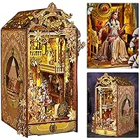 ISSEVE DIY Book Nook Kit, 3D Wooden Puzzle DIY Miniature House Kit for Book Nook Shelf Insert Decoration, Magic Book House Stand Bookshelf Dollhouse for Adults with Sensor Light (Mysterious City)