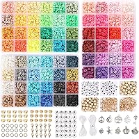 FUB 9000pcs, 72 Colors Clay Beads for Bracelet Making Kit, Bracelet Making Kit for Girls 8-12, Polymer Heishi Beads, Letter Beads for Jewelry Making, for Gifts, Crafts, Preppy