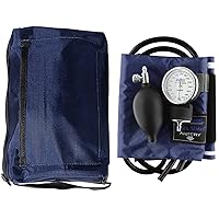 MatchMates Manual Blood Pressure Monitor Kit Aneroid Sphygmomanometer with Calibrated Nylon Cuff and Oversized Carrying Case, Adult, Navy