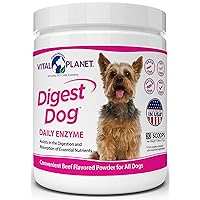 Vital Planet - Digest Dog Digestive Pancreatic Enzyme Blend with Pumpkin and Fennel to Support The Pancreas and Healthy Digestion with Pancreatin, Beef Flavored Powder for Dogs - 111 Grams 30 Scoops