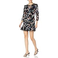 ASTR the label Women's Rosalind /4 Sleeve Ruched Drop Waist Fitted Mini Dress
