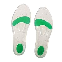 Silicone Dual Density Comfort Shoe Gel Insoles for Extra Arch Support and Feet, Ankle, Knee and Hip Joint Relief, Men (Size 6.5 to 7.5) or Women (Size 7.5 to 9), Green