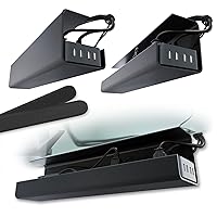No-Screw Under Desk Cable Management Tray - Self-Adhesive Installation, Cable Management, Cable Management Under Desk, Desk Wire Management, Cable Tray, Under Desk Cable Organizer - Set of 2