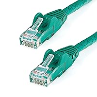 StarTech.com 1ft CAT6 Ethernet Cable - Green CAT 6 Gigabit Ethernet Wire -650MHz 100W PoE RJ45 UTP Network/Patch Cord Snagless w/Strain Relief Fluke Tested/Wiring is UL Certified/TIA (N6PATCH1GN)