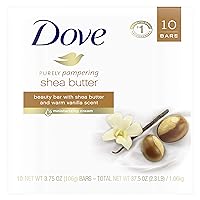 Dove Purely Pampering Beauty Bar For Softer Skin Shea Butter More Moisturizing Than Bar Soap 3.75 oz 10 Bars