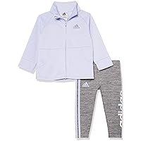 adidas Girl's Zip Front Classic Tricot Jacket and Joggers Set