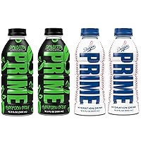 PRIME Hydration Sports Drink by Logan Paul & KSI - 2 x Los Angeles (LA) Dodgers + 2 x Glowberry - 500ml Bottle