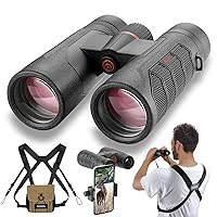 10x42 Ultra HD Binoculars with Phone Adapter and Harness - 24mm Large View Eyepiece, Edge-to-Edge Sharpness, 6.5° Wide Angle Field of View - Lightweight Waterproof Binoculars for Bird Watching Huntin1