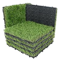 XLX TURF Artifical Grass Tiles Interlocking Turf Deck Set, 9 Pack - 12