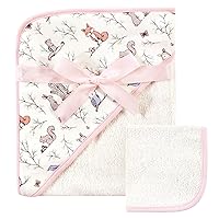 Hudson Baby Unisex Baby Cotton Hooded Towel and Washcloth, Enchanted Forest, One Size