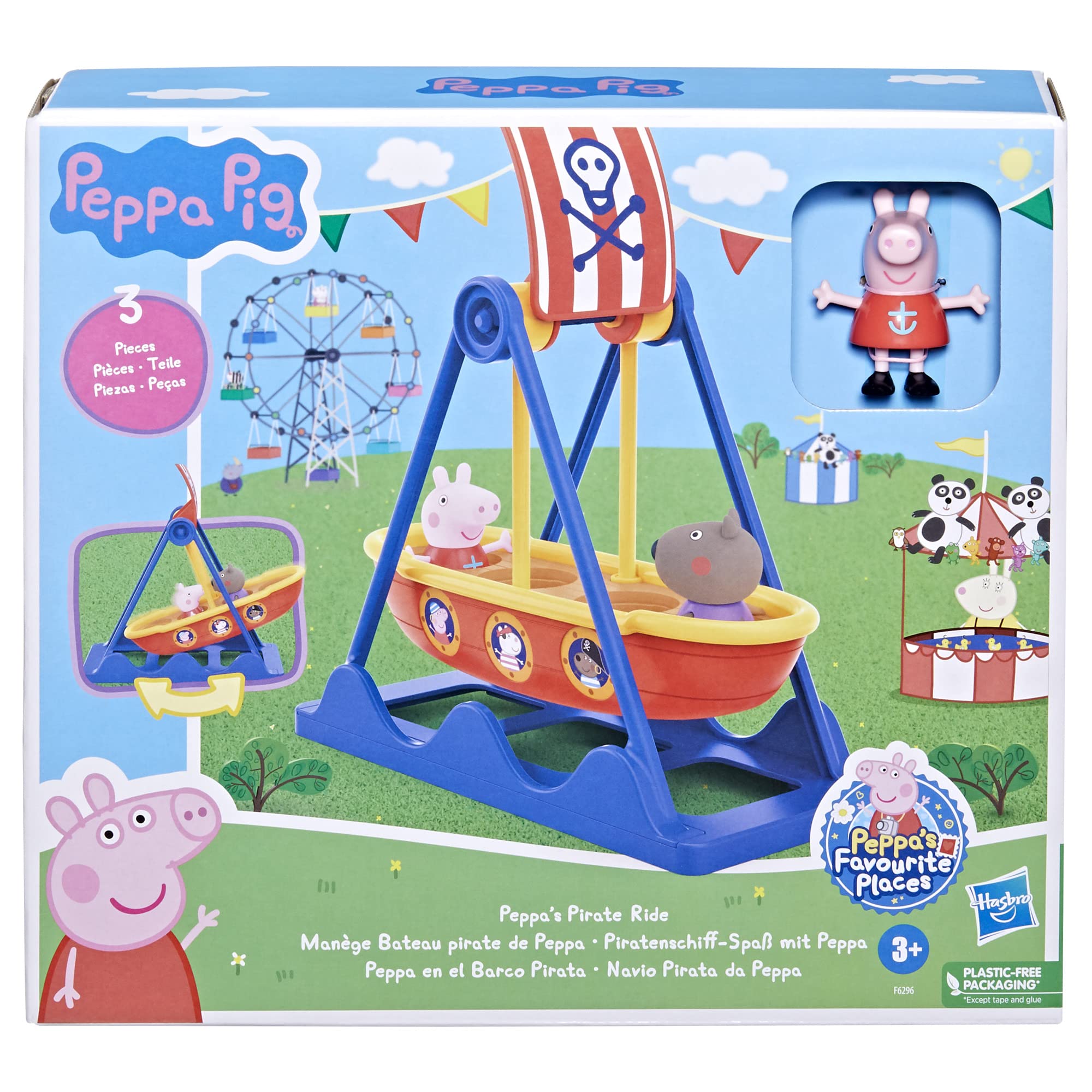 Peppa Pig Toys Peppa's Pirate Ride Playset with Swinging Pirate Ship and 2 Figures, Preschool Toys for 3 Year Old Girls and Boys and Up