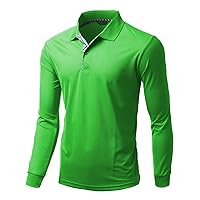 Men's Cool Max Fabric Sporty Design 2 Tone Plaid Collar T-Shirt