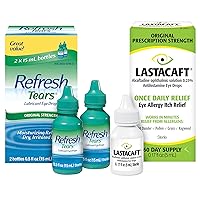 Bundle of Refresh Tears Lubricant Eye Drops, 2 Count (Pack of 1) + Lastacaft Once Daily Eye Allergy Itch Relief Drops, 60 Day Supply, 0.17 Fl Oz (Pack of 1)